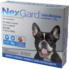 Antipulgas e Carrapatos NexGard 28,3 mg para Cães de 4,1 a 10 Kg - 3 Tabletes