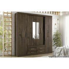 Guarda Roupa 8 Portas E 4 Gavetas C- Espelho Nápoles Ébano - Santos Andirá