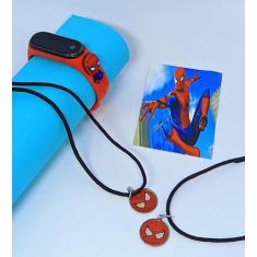 Kit Relógio Infantil Digital Led Bracelete Silicone 3D Super Heróis Di