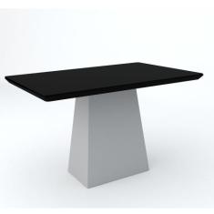 Mesa de Jantar Para 4 ou 6 Lugares Tampo De Madeira Com Vidro Bárbara 