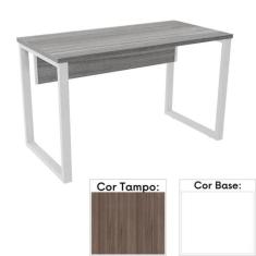 Mesa de Escritório Pé Tubular PE25 em MDP 120 x 60 cm Cor Walnut e Bas