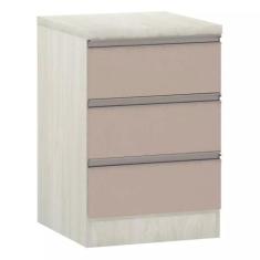 Mesa de Cabeceira 3 Gavetas 40cm Estrutura Legno Crema Prime Plus Luci