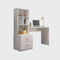 Escrivaninha Com Estante Livreiro Cristal Branco Peternella Moveis Leartam