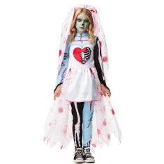 Fantasia Halloween Noiva Cadáver Menina Zumbi Infantil Luxo