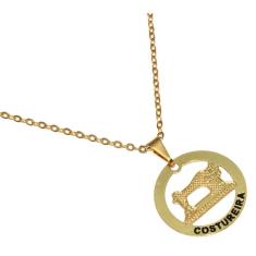 Colar Minha Profissão Costura Costureira Folheado Ouro 18k