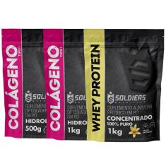Kit: Whey Protein Concentrado 1Kg + Colágeno 2Kg - 100% Importado - Soldiers Nutrition-Unissex