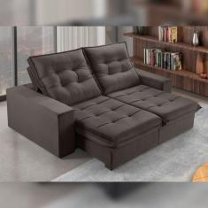 Sofá Retrátil e Reclinável 2 Lugares 230cm Pés em Madeira Maciça Santo