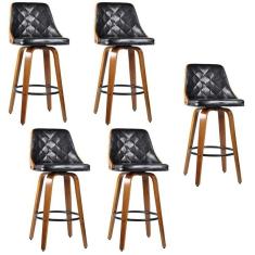 Kit com 5 Banquetas para Cozinha Milão Preto