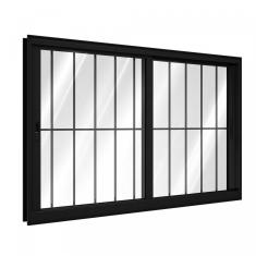 Janela De Aluminio Correr Lateral 2 Folhas Móveis Com Grade 100X150Cm Lucasa Preto