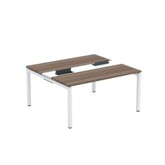 Mesa Plataforma Dupla com Pé de Aço para Coworking 150X140/2P PDC15/14/2P Walnut/Branco