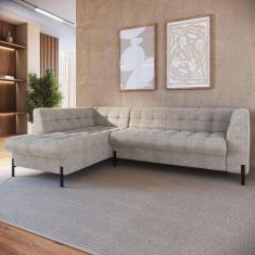 Sofá 3 Lugares com Chaise Terminal Cod. 1997 Zênite Yescasa Bege