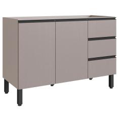 Balcão de Cozinha para Pia 120 Cm 2 Portas 3 Gavetas Fumê - Quiditá Móveis