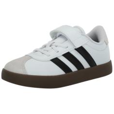 adidas Tênis infantil unissex Vl Court 3.0 de renda elástica, Branco/Preto/Cinza, 15