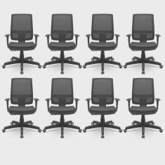 Kit 8 Cadeiras para Escritório Ergonômica Presidente Brizza Nr17 Plaxmetal
