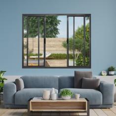 Janela Vitrô de Alumínio 4 Folhas 100 X 100cm Modular