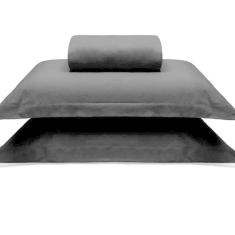 Jogo De Cama Buettner King Malha 100% Algodao Liso 3 Peças Image Preto