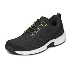 Orthofeet Tênis feminino ortopédico de malha coral, preto, tamanho 36, Preto, 36