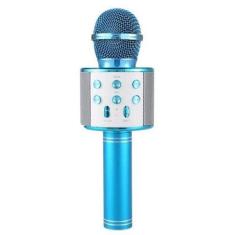 Microfone Bluetooth Karaokê Sem Fio Recarregável Azul - Booglee