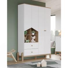 Guarda Roupa Infantil Ambiente Ternura 4 Portas Branco Jequitibá Hp - Henn