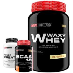Kit Whey Protein Waxy Whey 2kg + BCAA 4,5 100g + Creatina 100G - BodyBuilders-Unissex