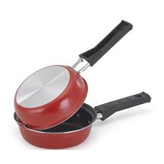 Frigideira Dupla Hambúrgueira Antiaderente 14cm Vermelho