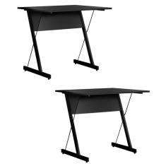 Kit 2 Mesas Para Computador Escrivaninha Zetta 90Cm Pés Metálicos Preto - Fit Mobel