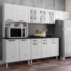 Cozinha de Aço Completa Mirage 12 Portas 3 Gavetas com Vidro Branco - Telasul