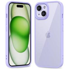 oakxco Capa fina e fina transparente para iPhone 15 iPhone 14 iPhone 13, plástico rígido híbrido transparente e amortecedor de borracha de silicone macio, capa protetora acrílica não amarela para