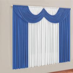 Cortina Montreal 3 Mts Em Malha Janela Sala Quarto Azul