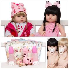 Boneca Reborn Recém Nascida Gêmeas Girafa Coelha Acessórios - Cegonha 