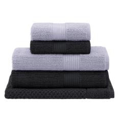 Buddemeyer Jogo de Toalhas Fio Penteado Canelado Gigante Prata/Grafite 5 peças