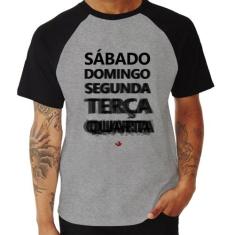 Camiseta Raglan Semana do carnaval - Foca na Moda, Cinza, Preto, P
