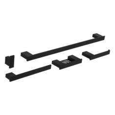 Kit De Acessórios Para Banheiro Preto Fosco Master 5 Peças - Cromoshop