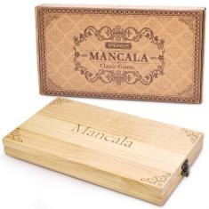 Jogo de tabuleiro AMEROUS Mancala Wooden com 72+8 pedras de vidro