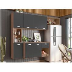 Cozinha Compacta Suspensa Poliman Móveis Mila com Balcão 7 Portas 1 Ga