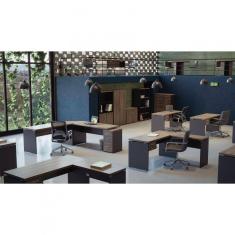 Mesa para Escritório 3 Gavetas PE40 Pandin Móveis  Noce Marromlle/Preto