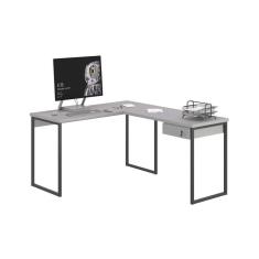 Escrivaninha em L 1 Gavetas Folix Cinza