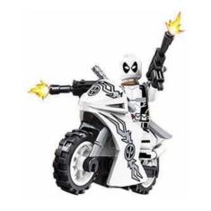 Boneco Moto Blocos De Montar Deadpool White Motorcycle