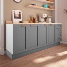 Cozinha Modulada 2 Peças com Tampo 2 Balcões Arizona CabeCasa MadeiraMadeira Branco/Cinza