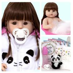 Boneca Reborn Silicone Bebê Panda Linda Com Kit Acessórios - Cegonha R