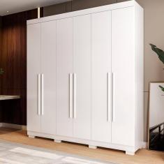 Guarda Roupa De Casal Polônia 6 Portas Linhamobília Branco
