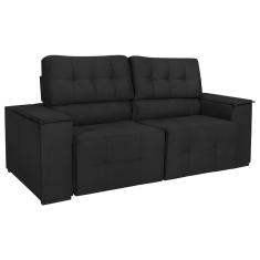 Sofá Cama Retrátil Sala Vicenza Vicenza 210cm Suede Cor Preto
