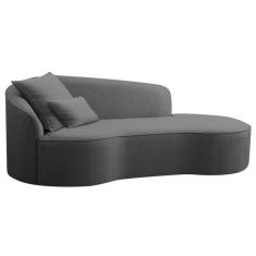 Divã Recamier Curvo Sala De Estar Recepção Inglaterra 150cm Lado Direito Linho - Adj Decor Cor Cinza Escuro