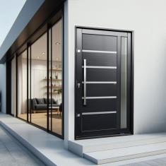 Porta Pivotante Lambril Miraggio Com Puxador Lado Esquerdo Elite 216x130 Preto