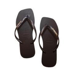 Chinelo Feminino Havaianas REF: SLIM SQUARE LOGO METALLIC, Preto, 35