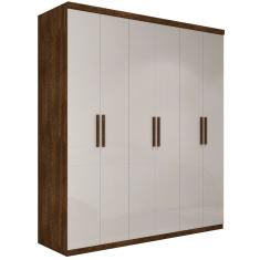 Guarda Roupa Casal Dubai Turquia 6 Portas de Bater MDP-MDF Malbec Off White Framar Móveis