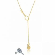 Colar Bolinha E Raquete De Tennis Revestido Em Ouro