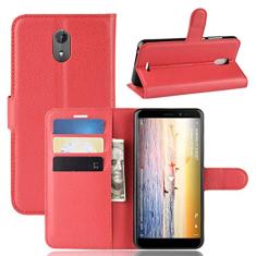 Capa Wiko Sunny 3 Plus, capa carteira flip de couro PU premium com compartimento para cartão, suporte e fecho magnético [capa interior à prova de choque de TPU] Compatível com Wiko Sunny 3 Plus