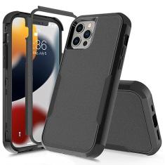 Capa de 3 camadas para iPhone 15 14 13 12 11 Pro Max Mini XR XS Max 8 7 15Plus SE 2020 Luxury Armor Soft Bumpers Capa dura, Blcak, para iPhone 13 Mini