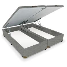 Cama Box  KING  Bipartido Baú Canvas Cinza - 193x203